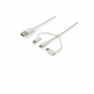 3-in-1 Data en Oplaadkabel USB A Male - Micro-B Male 1.00...